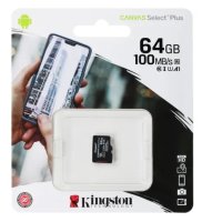 Флеш карта microSDHC 64GB microSDXC Class10 Kingston <SDCS2/64GBSP> Class10 UHS-I Canvas Select up to 100MB/s