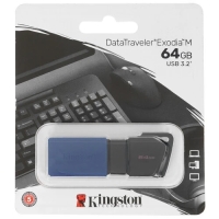 Флэш-накопитель USB R/W Kingston 64Gb DataTraveler Exodia M DTXM/64Gb USB 3.0 черный/синий [DTXM/64GB]